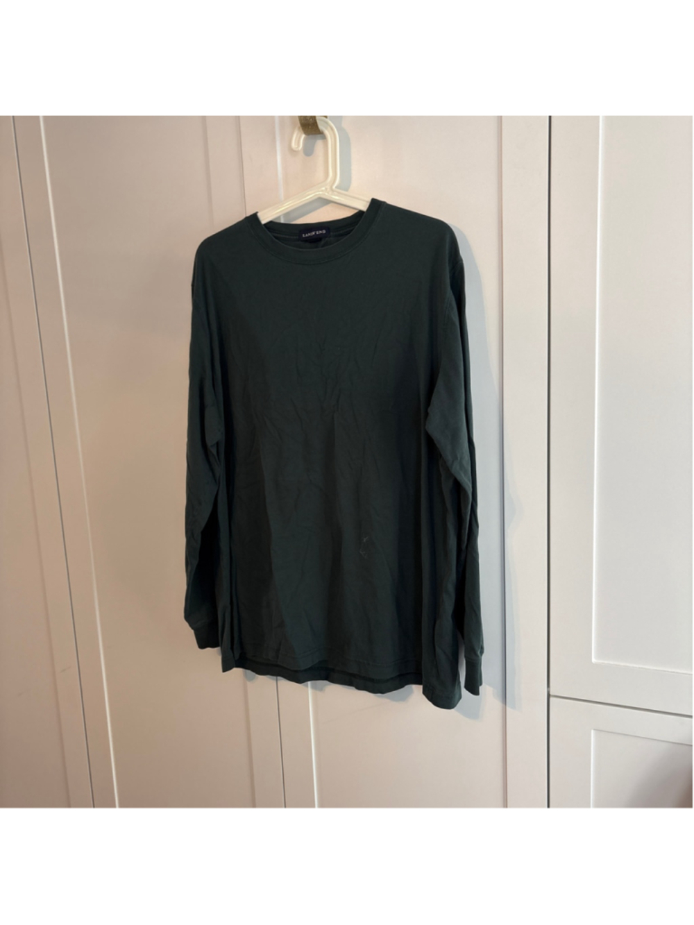 Men's Lands' End Long Sleeve Tee, Size L, Dark Green